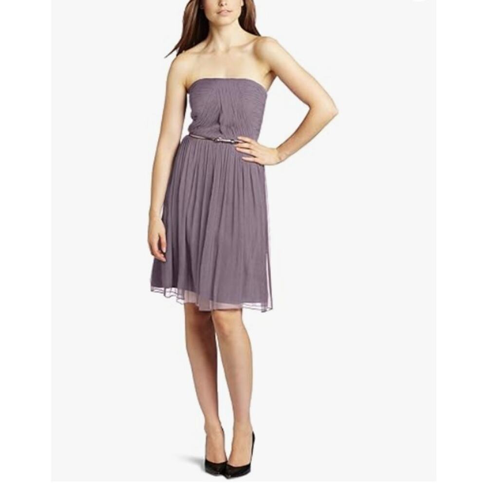 Donna Morgan Lilac Purple Formal Cocktail Strapless Dress Womens Size 8 Pleated